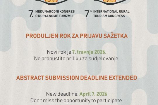 Produljen rok za prijavu sažetaka za 7. međunarodni kongres o ruralnome turizmu